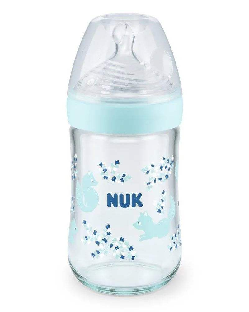 Biberon En Verre Nature Sens 240ml NUK - Bleu Ciel - NUK - Biberon pour bébé Maroc -www.babyboss.ma