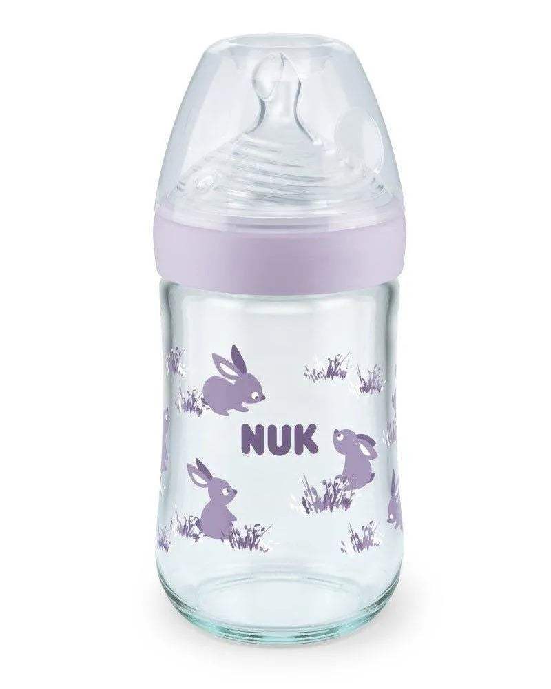Biberon En Verre Nature Sens 240ml NUK - Mauve - NUK - Biberon pour bébé Maroc -www.babyboss.ma