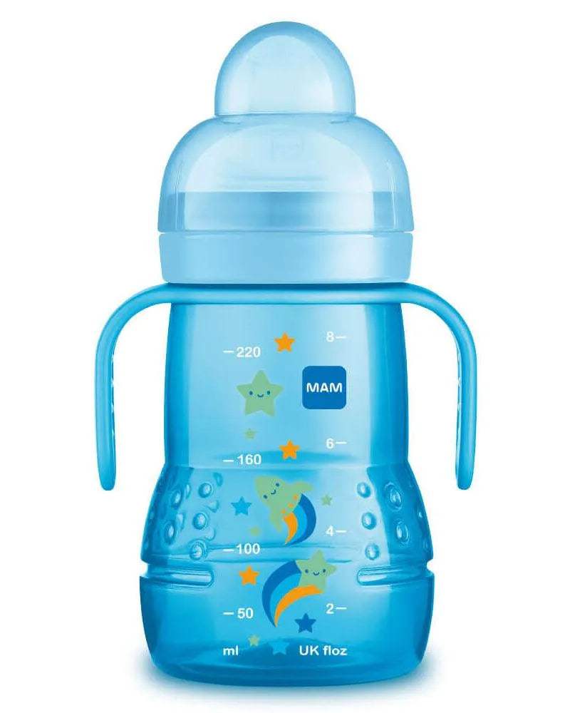 Biberon et tasse MAM Trainer 220ml - Bleu - MAM - Biberon pour bébé Maroc -www.babyboss.ma