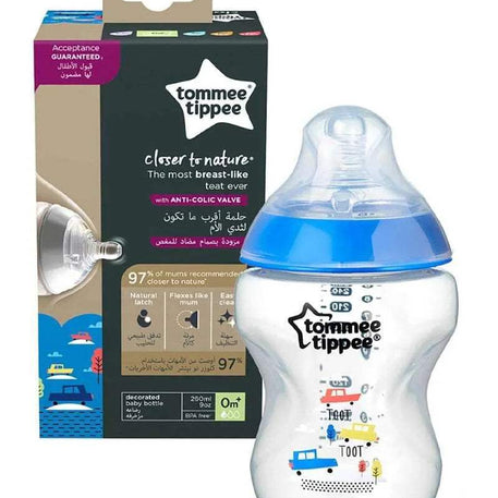 Biberon Tommee Tippee Closer to Nature 0m+ Voiture - 260ml - Tommee Tippee - Biberon pour bébé Maroc -www.babyboss.ma