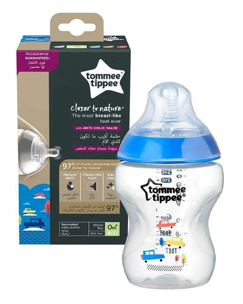 Biberon Tommee Tippee Closer to Nature 0m+ Voiture - 260ml - Tommee Tippee - Biberon pour bébé Maroc -www.babyboss.ma