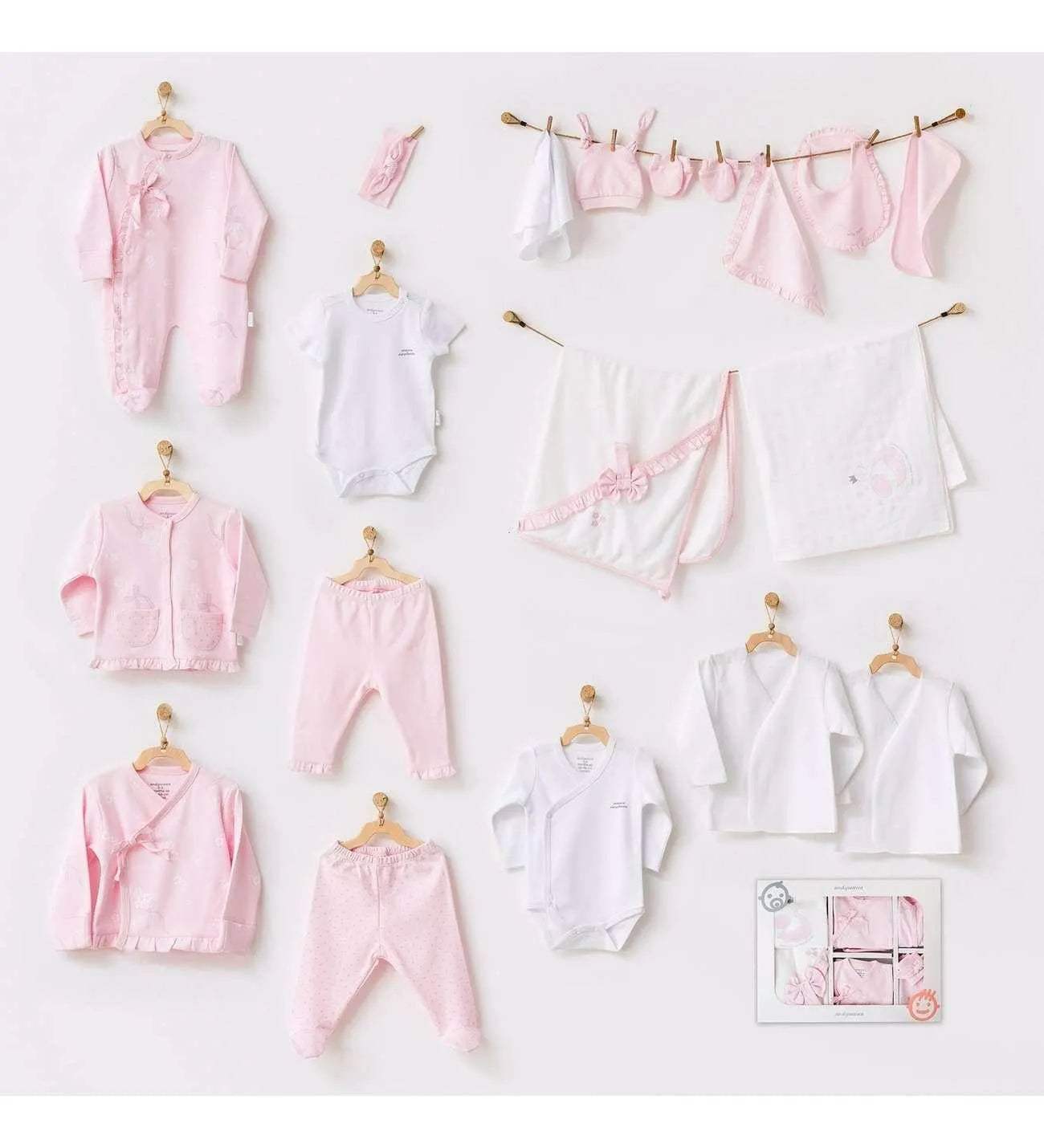 Coffret naissance 100% coton 20 pièces 0-3 mois - Andywawa - pour bébé Maroc -www.babyboss.ma