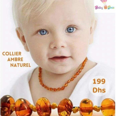 Collier d’ambre 100% authentique - Colier d’ambre - pour bébé Maroc -www.babyboss.ma
