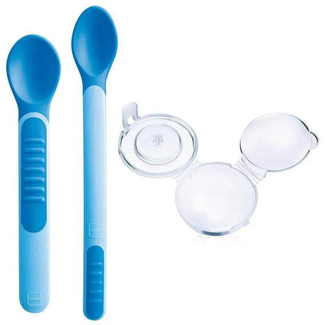 Cuillère et housse / Couverts d'apprentissage MAM - Bleu - MAM - Couverts pour bébé Maroc -www.babyboss.ma