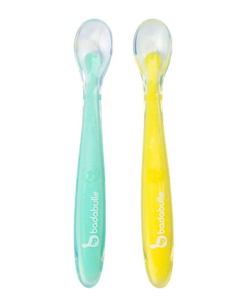 Cuillères Pour Bébé En Silicone x2 Badabulle - Badabulle - Assiettes pour bébé Maroc -www.babyboss.ma