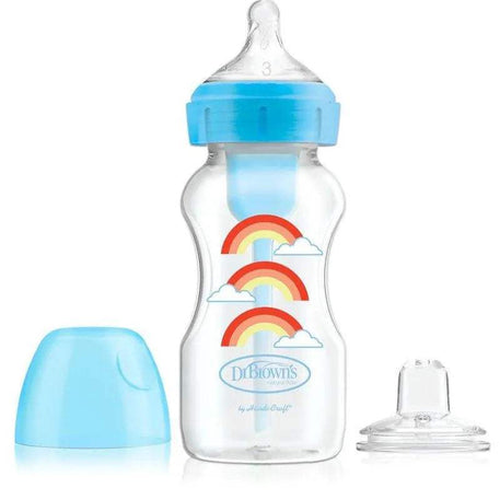 Dr. Brown's Biberon 270ml Cole large Bleu 6M+ (sippy+tétine L3) - Dr. Brown's - Biberon pour bébé Maroc -www.babyboss.ma
