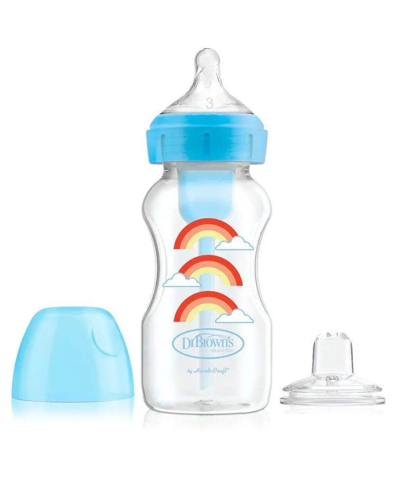 Dr. Brown's Biberon 270ml Cole large Bleu 6M+ (sippy+tétine L3) - Dr. Brown's - Biberon pour bébé Maroc -www.babyboss.ma