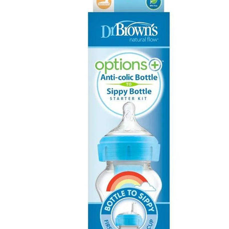 Dr. Brown's Biberon 270ml Cole large Bleu 6M+ (sippy+tétine L3) - Dr. Brown's - Biberon pour bébé Maroc -www.babyboss.ma
