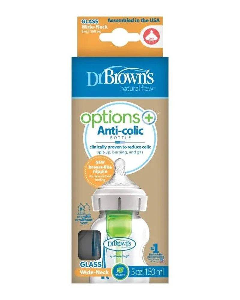 Dr. Brown's Biberon Cole Large en verre - 150ml - Dr. Brown's - Biberon pour bébé Maroc -www.babyboss.ma