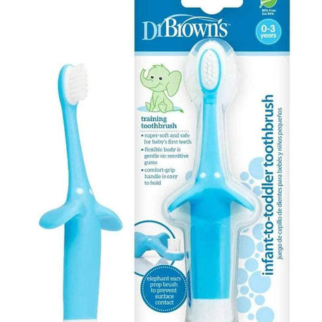 Dr. Brown's Brosse à dents 0-3A - Bleu - Dr. Brown's - Hygiène et Soin pour bébé Maroc -www.babyboss.ma