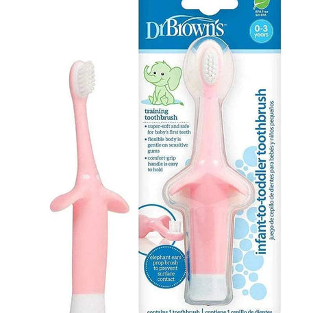 Dr. Brown's Brosse à dents 0-3A - Rose - Dr. Brown's - Hygiène et Soin pour bébé Maroc -www.babyboss.ma
