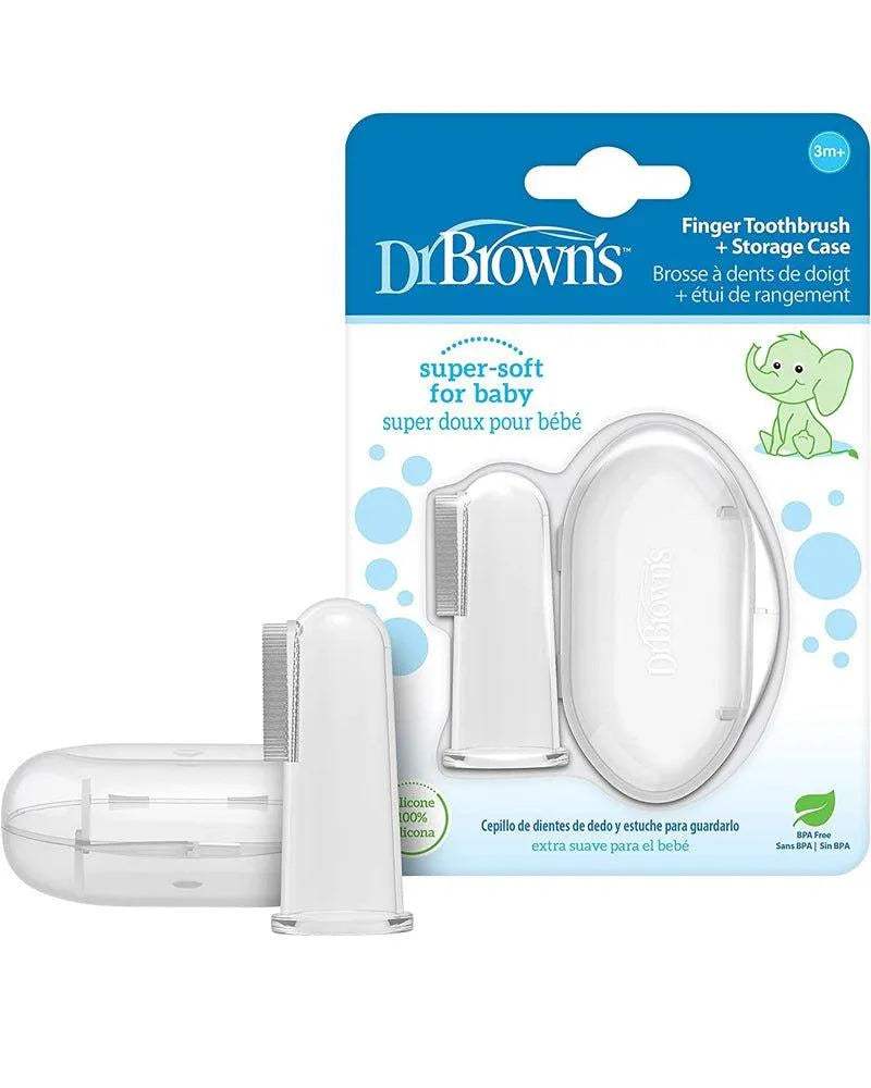 Dr. Brown's Brosse à dents en silicone avec étui 3M+ - Dr. Brown's - Hygiène et Soin pour bébé Maroc -www.babyboss.ma