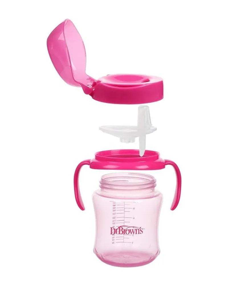 Dr. Brown's Gobelet transition 180ml avec poignées 6M+ - Rose - Dr. Brown's - Tasses pour bébé Maroc -www.babyboss.ma