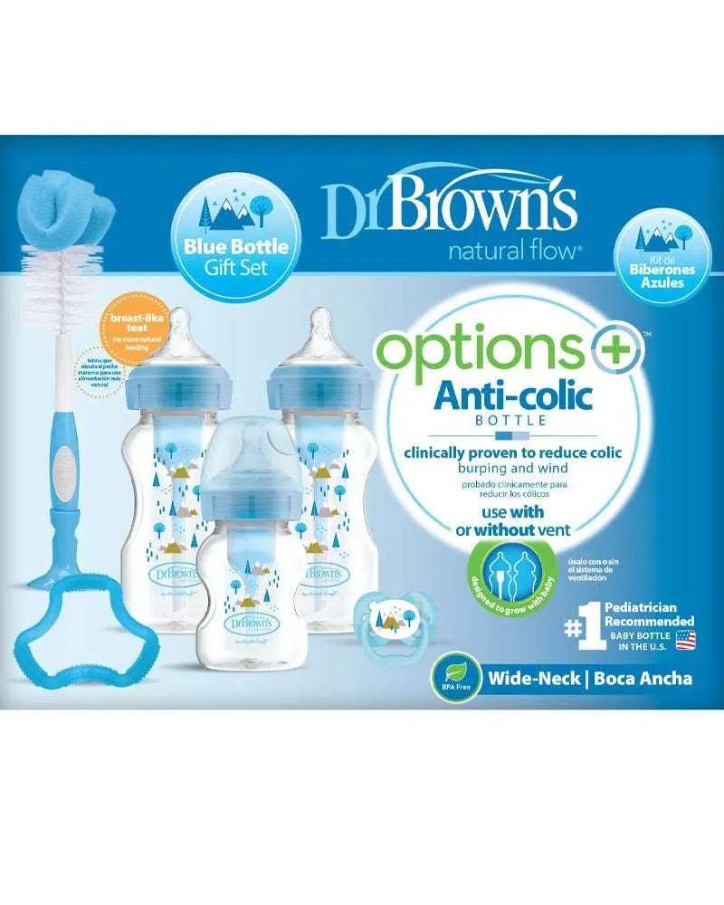 Dr. Brown's Pack cadeau Anti-colique à Cole large - Bleu - Dr. Brown's - Biberon pour bébé Maroc -www.babyboss.ma