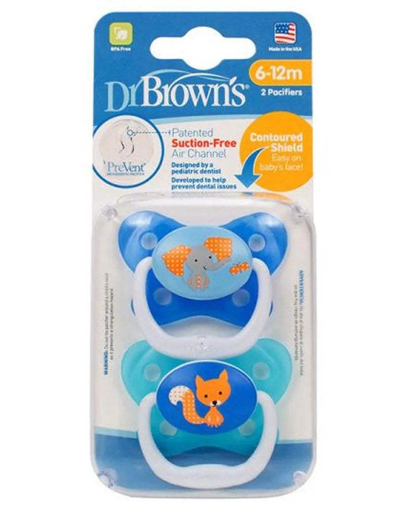 Dr. Brown's Pack de 2 Sucettes BUTTERFLY SHIELD Stage2 6-18M - Blue - Dr. Brown's - Sucettes pour bébé Maroc -www.babyboss.ma