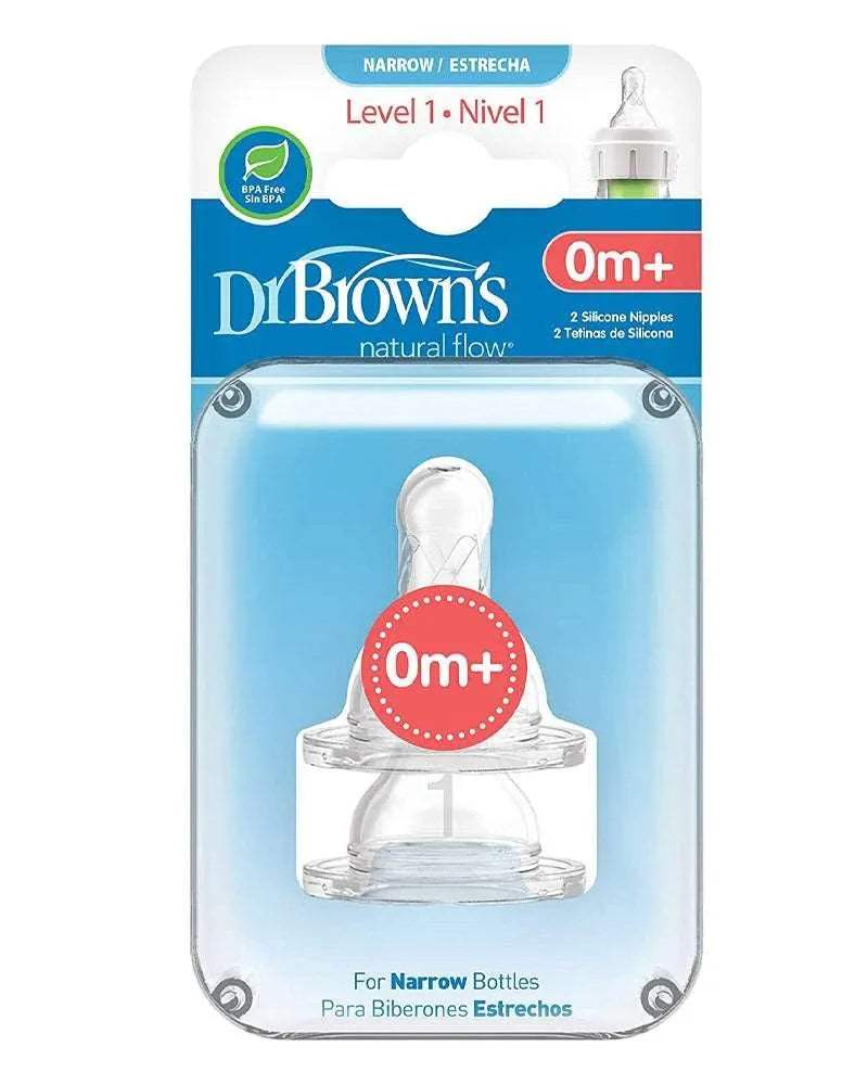 Dr. Brown's Pack de 2 tétines Cole étroit L1 0M+ - Dr. Brown's - Tétines pour bébé Maroc -www.babyboss.ma