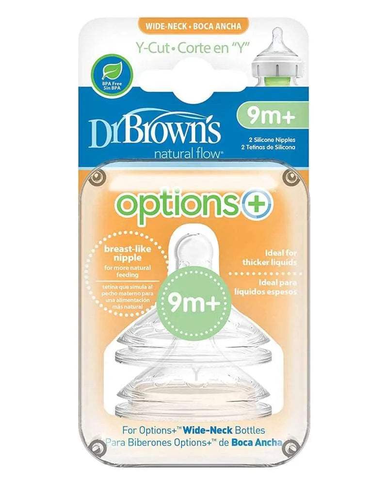 Dr. Brown's Pack de 2 Tétines Cole large et Coupe en Y 9M+ - Dr. Brown's - Tétines pour bébé Maroc -www.babyboss.ma