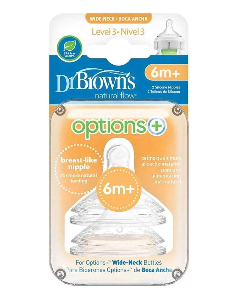 Dr. Brown's Pack de 2 Tétines Cole large L3 6M+ - Dr. Brown's - Tétines pour bébé Maroc -www.babyboss.ma