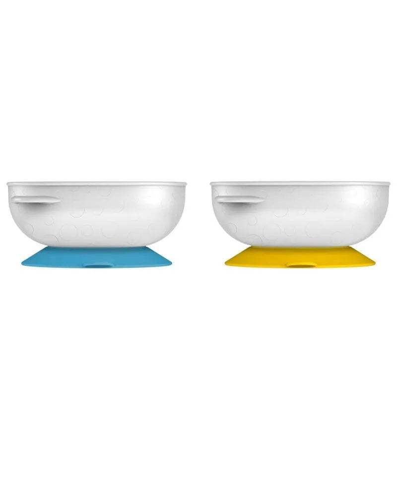 Dr. Brown's Paquet de 2 Bols à ventouse 4M+ - Jaune & Bleu - Dr. Brown's - Bols pour bébé Maroc -www.babyboss.ma