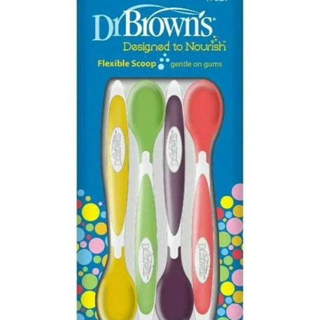 Dr. Brown's Paquet de 4 cuillères à pointe souple 4M+ - Dr. Brown's - Couverts pour bébé Maroc -www.babyboss.ma