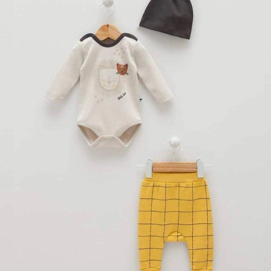Ensemble 3 pièces pour bébé garçon à motif lion mignon - Caramell - pour bébé Maroc -www.babyboss.ma