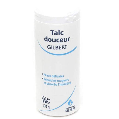 Gilbert Talc douceur, flacon poudreur 100g - Gilbert - Hygiène et Soin pour bébé Maroc -www.babyboss.ma