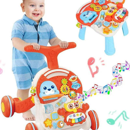 Huanger 2in1 Trotteur & Table d’activité interactive 12M+ - Orange - Huanger - Trotteurs pour bébé Maroc -www.babyboss.ma