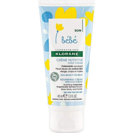Klorane Bébé Crème nutritive au Cold Cream et Calendula - 40ml - Klorane - Hygiène et Soin pour bébé Maroc -www.babyboss.ma