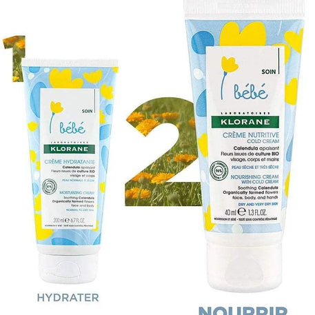 Klorane Bébé Crème nutritive au Cold Cream et Calendula - 40ml - Klorane - Hygiène et Soin pour bébé Maroc -www.babyboss.ma