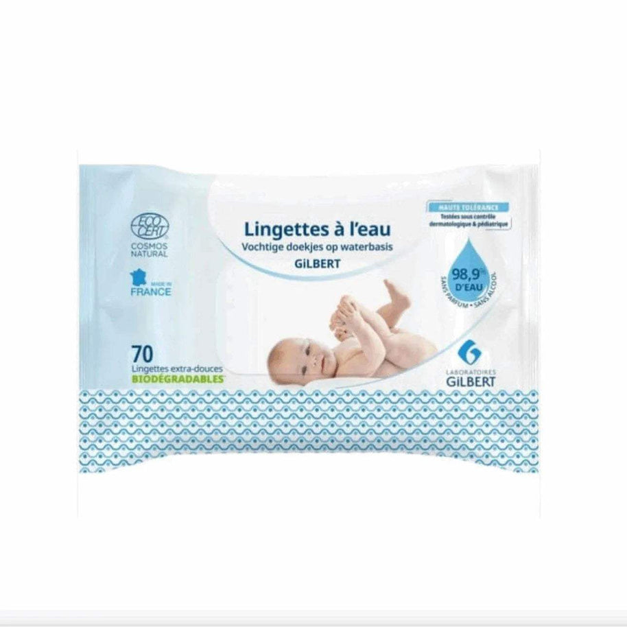 Lingettes Gilbert à l'eau - 70 unités - Gilbert - Hygiène et Soin pour bébé Maroc -www.babyboss.ma