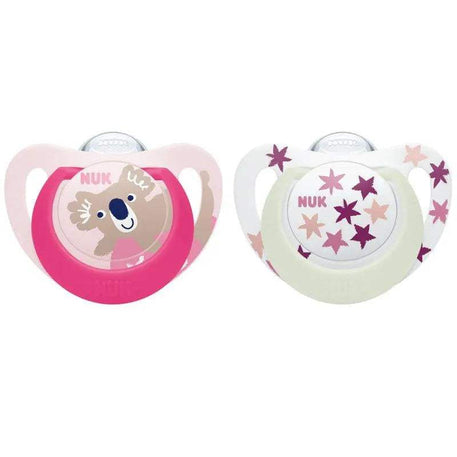 Lot de 2 Sucettes Star Night & Day NUK 6-18M - Rose - NUK - Sucettes pour bébé Maroc -www.babyboss.ma