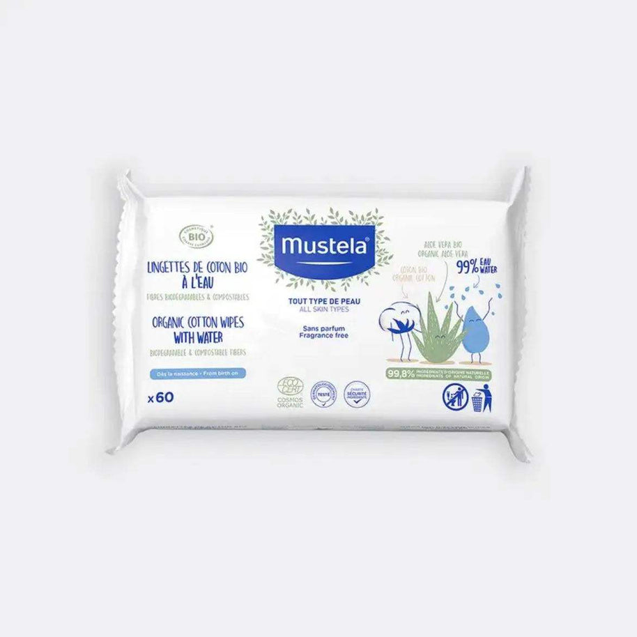 Mustela Lingettes de coton BIO à l’eau - Mustela - pour bébé Maroc -www.babyboss.ma