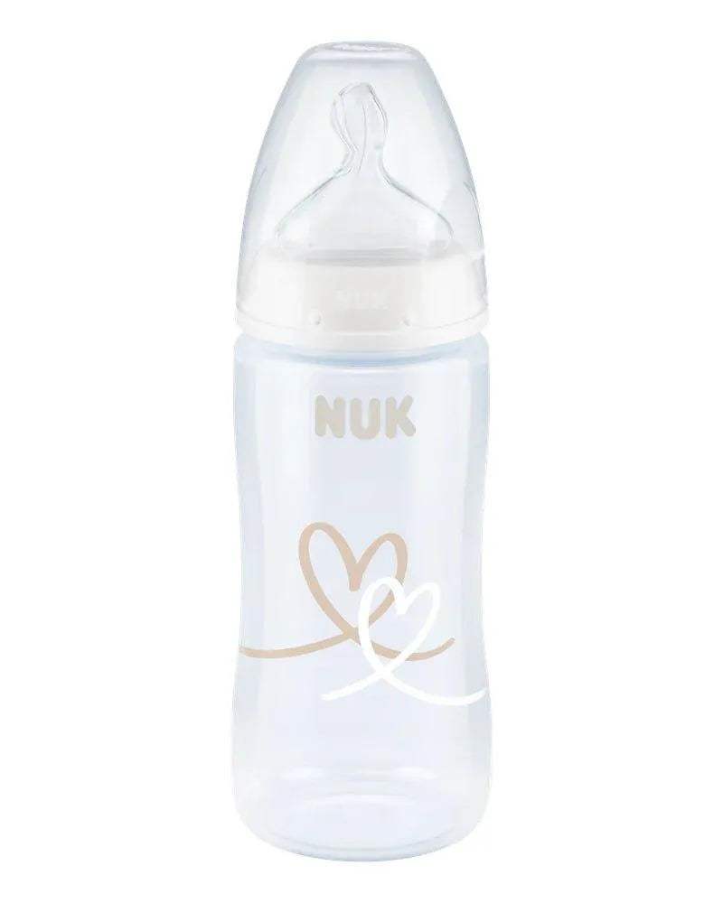 Nuk Biberon PP 300ml tétine en silicone 0-6 mois - Cœur Beige - NUK - Biberon pour bébé Maroc -www.babyboss.ma
