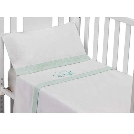 Parure de Lit 60×120cm - Blanc & Vert - Interbaby - Linge de lit pour bébé Maroc -www.babyboss.ma