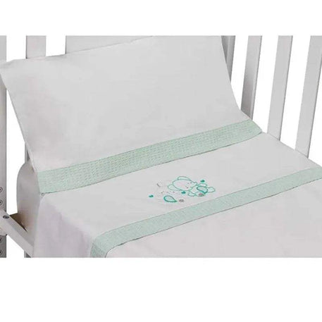 Parure de Lit 60×120cm - Blanc & Vert - Interbaby - Linge de lit pour bébé Maroc -www.babyboss.ma