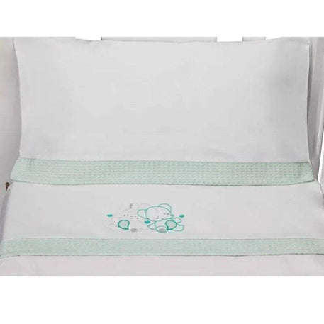 Parure de Lit 60×120cm - Blanc & Vert - Interbaby - Linge de lit pour bébé Maroc -www.babyboss.ma