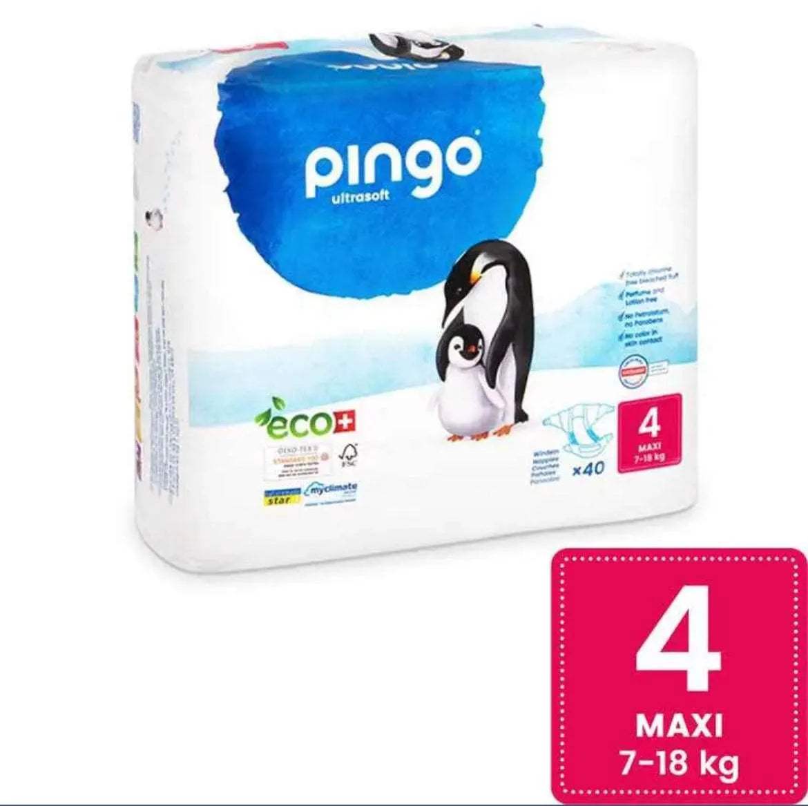 Pingo – Couches Écologiques Taille 4 (7-18kg) 40unités - Pingo - pour bébé Maroc -www.babyboss.ma