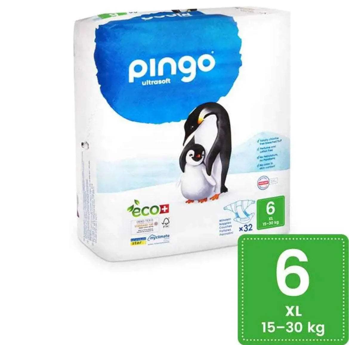 Pingo – Couches Écologiques Taille 6 (15-30kg) 32unités - Pingo - pour bébé Maroc -www.babyboss.ma