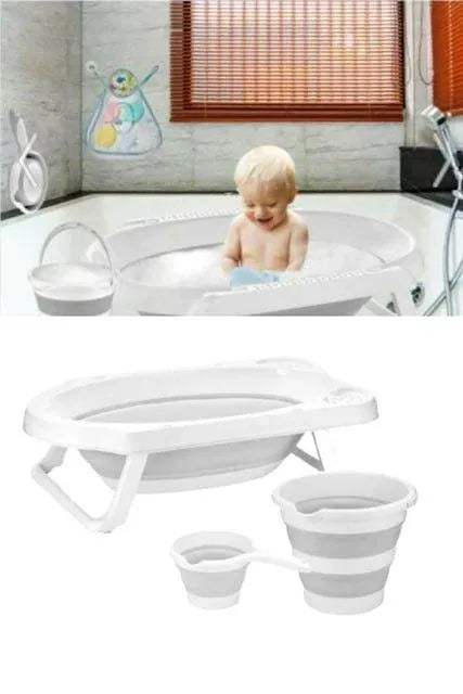 طقم حوض استحمام + دلو + وعاء سكب قابل للطي - BABYBOSS