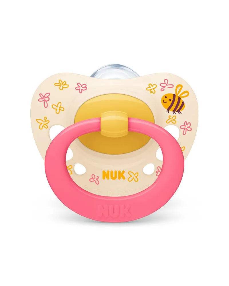 Sucette NUK Signature 6-18M - Rose & Jaune - NUK - Sucettes pour bébé Maroc -www.babyboss.ma