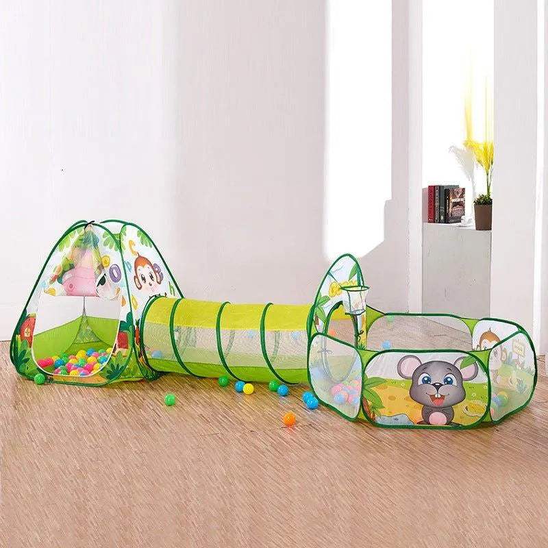 Tente de jeu Tunnel 3 en 1 - OceanPool Vert - babyboss toys - Toys pour bébé Maroc -www.babyboss.ma