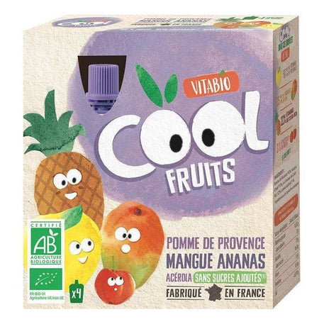 Vitabio COOL FRUITS Pomme Mangue Ananas & Acérola 4x90g - Vitabio - Alimentation pour bébé Maroc -www.babyboss.ma