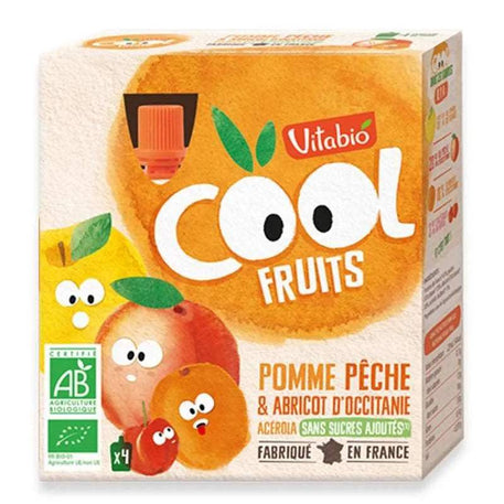 Vitabio COOL FRUITS Pomme Pêche & Abricot d'Occitanie 4x 90g - Vitabio - Alimentation pour bébé Maroc -www.babyboss.ma