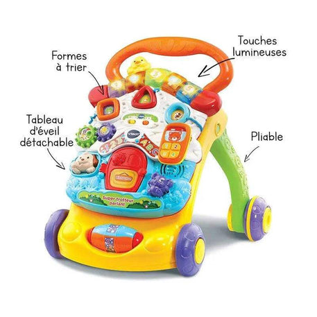 Vtech Super Trotteur parlant 2en1 Bleu - 9-36m - Vtech - Trotteurs pour bébé Maroc -www.babyboss.ma