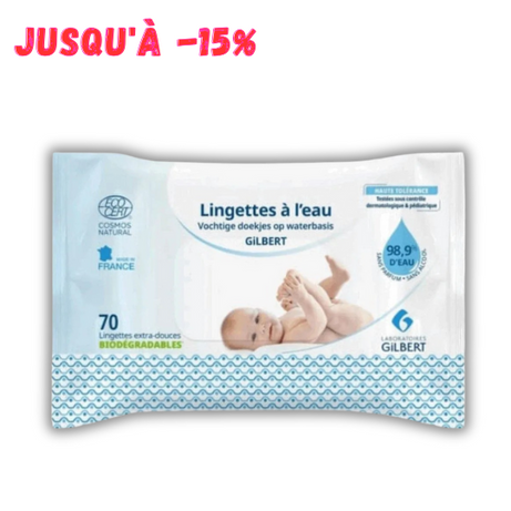 Lingettes Gilbert à l'eau - 70 unités