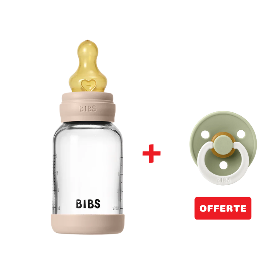 Biberon en Verre 120ml avec Tétine en Latex Débit lent – BIBS - Blush