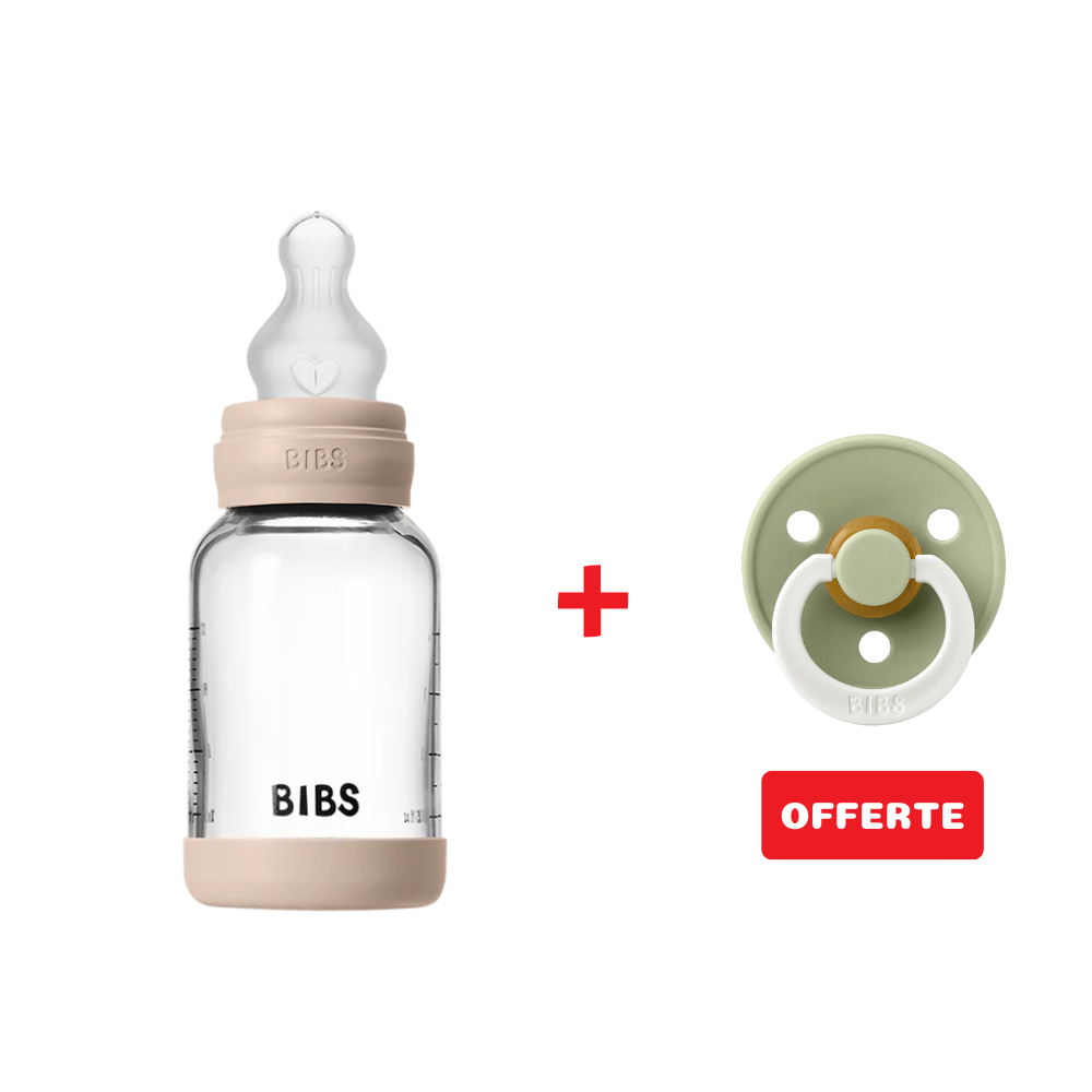 Biberon en Verre 120ml avec Tétine en Silicone Débit Lent - Blush