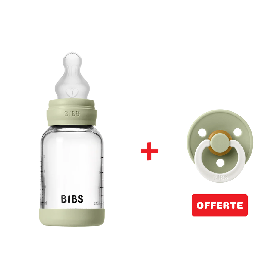 Biberon en Verre 120ml avec Tétine en Silicone Débit Lent - Sage