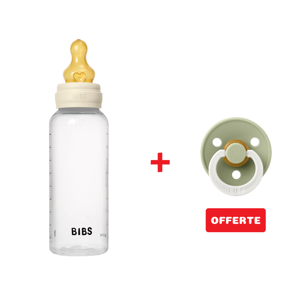 Biberons en Plastique sans BPA 270ml avec Tétine en Latex Débit moyen -Ivory - BIBS