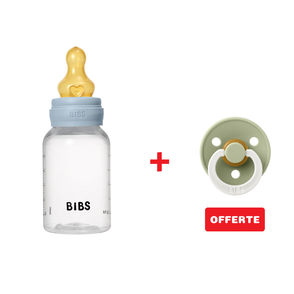 Biberon sans BPA 150ml avec tétine en latex Débit lent - Baby Blue